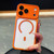 iPhone 17 Pro Electroplated Camera Full Coverage Magnetic Transparent Phone Case - Orange