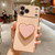 iPhone 17 Pro Electroplating Love Heart Holder TPU Phone Case - Pink