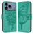 iPhone 17 Pro Embossed Butterfly Leather Phone Case - Green