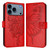 iPhone 17 Pro Embossed Butterfly Leather Phone Case - Red