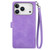 iPhone 17 Pro Embossed Flower Zipper Leather Phone Case - Purple