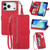 iPhone 17 Pro Embossed Flower Zipper Leather Phone Case - Red