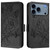 iPhone 17 Pro Embossed Rose RFID Anti-theft Leather Phone Case - Black