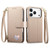 iPhone 17 Pro Fantasy Love Heart Zipper Wallet Vegan Leather Phone Case with Strap - Beige