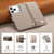 iPhone 17 Pro Fantasy Love Heart Zipper Wallet Vegan Leather Phone Case with Strap - Beige