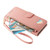 iPhone 17 Pro Fantasy Love Heart Zipper Wallet Vegan Leather Phone Case with Strap - Pink