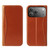 iPhone 17 Pro Fierre Shann Cowhide Leather Flip Leather Phone Case - Brown