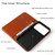 iPhone 17 Pro Fierre Shann Cowhide Leather Flip Leather Phone Case - Brown