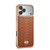 iPhone 17 Pro Fierre Shann Python Texture Electroplating PU Phone Case - Brown