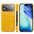 iPhone 17 Pro Fierre Shann Retro Oil Wax Texture Card Slots PU Leather Phone Case - Yellow