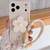 iPhone 17 Pro Floral Holder TPU Phone Case with PU Buckle Lanyard - Beige