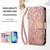 iPhone 17 Pro Flowers Leaves Zipper Wallet Leather Phone Case with Strap - Pink