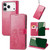 iPhone 17 Pro Four-leaf Clasp Embossed Buckle Leather Phone Case - Rose