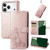 iPhone 17 Pro Four-leaf Clasp Embossed Buckle Leather Phone Case - Rose Gold