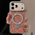 iPhone 17 Pro Ink Rhythm Colorful Shell Pattern TPU Hybrid IMD Phone Case with Glitter Holder - Brown