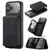 iPhone 17 Pro JEEHOOD J02 Magnetic Zipper Horizontal Flip Leather Phone Case - Black
