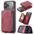 iPhone 17 Pro JEEHOOD J02 Magnetic Zipper Horizontal Flip Leather Phone Case - Red