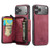 iPhone 17 Pro JEEHOOD J02 Magnetic Zipper Horizontal Flip Leather Phone Case - Red
