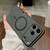 iPhone 17 Pro Lambskin Faux Leather Magnetic Phone Case - Black