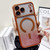 iPhone 17 Pro Large Window Glitter Gradient Matte Electroplated TPU MagSafe Phone Case - Orange