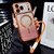iPhone 17 Pro Large Window Glitter Gradient Matte Electroplated TPU MagSafe Phone Case with Hand Strap - Orange