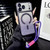 iPhone 17 Pro Large Window Glitter Gradient Matte Electroplated TPU MagSafe Phone Case with Hand Strap - Purple