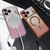 iPhone 17 Pro Large Window Glitter Gradient Matte Electroplated TPU MagSafe Phone Case with Hand Strap - Silver