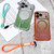 iPhone 17 Pro Large Window Rhombus Gradient Matte Electroplated TPU MagSafe Phone Case with Hand Strap - Silver