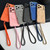 iPhone 17 Pro Large Window TPU Electroplated Wood Grain PU MagSafe Phone Case with Lens Film & Strap - Grey