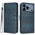 iPhone 17 Pro Line Splicing Buckle Retro Leather Phone Case - Dark Blue