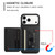 iPhone 17 Pro Litchi Pattern Magnetic Card Bag Holder Phone Case - Black