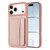 iPhone 17 Pro Litchi Pattern Magnetic Card Bag Holder Phone Case - Rose Gold