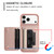 iPhone 17 Pro Litchi Pattern Magnetic Card Bag Holder Phone Case - Rose Gold