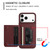 iPhone 17 Pro Litchi Pattern Magnetic Card Bag Holder Phone Case - Wine Red