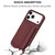 iPhone 17 Pro Litchi Pattern Magnetic Card Bag Holder Phone Case - Wine Red