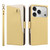 iPhone 17 Pro Litchi Texture Wallet Mirror Leather Phone Case - Yellow