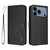 iPhone 17 Pro Litter Panda Embossing RFID Leather Phone Case with Lanyard - Black