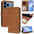 iPhone 17 Pro Litter Panda Embossing RFID Leather Phone Case with Lanyard - Brown