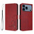 iPhone 17 Pro Litter Panda Embossing RFID Leather Phone Case with Lanyard - Wine Red