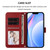 iPhone 17 Pro Litter Panda Embossing RFID Leather Phone Case with Lanyard - Wine Red