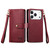 iPhone 17 Pro Love Zipper Lanyard Leather Phone Case - Red