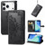 iPhone 17 Pro Mandala Flower Embossed Leather Phone Case - Black