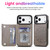 iPhone 17 Pro Max Double Buckle Mandala Leather Wallet Back Cover Phone Case - Grey