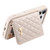 iPhone 17 Pro Mirror Rhombic Texture Metal Bow-knot Vegan Leather Card Bag Phone Case - Beige