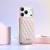 iPhone 17 Pro Mirror Rhombic Texture Metal Bow-knot Vegan Leather Card Bag Phone Case - Beige