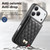 iPhone 17 Pro Mirror Rhombic Texture Metal Bow-knot Vegan Leather Card Bag Phone Case - Black