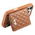 iPhone 17 Pro Mirror Rhombic Texture Metal Bow-knot Vegan Leather Card Bag Phone Case - Brown
