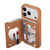 iPhone 17 Pro Mirror Rhombic Texture Metal Bow-knot Vegan Leather Card Bag Phone Case - Brown
