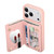 iPhone 17 Pro Mirror Rhombic Texture Metal Bow-knot Vegan Leather Card Bag Phone Case - Pink