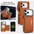 iPhone 17 Pro Multifunctional Wallet Detachable Leather Phone Case with Lanyard - Brown